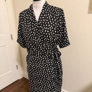 Calvin Klein faux-wrap dress short sleeved knee length